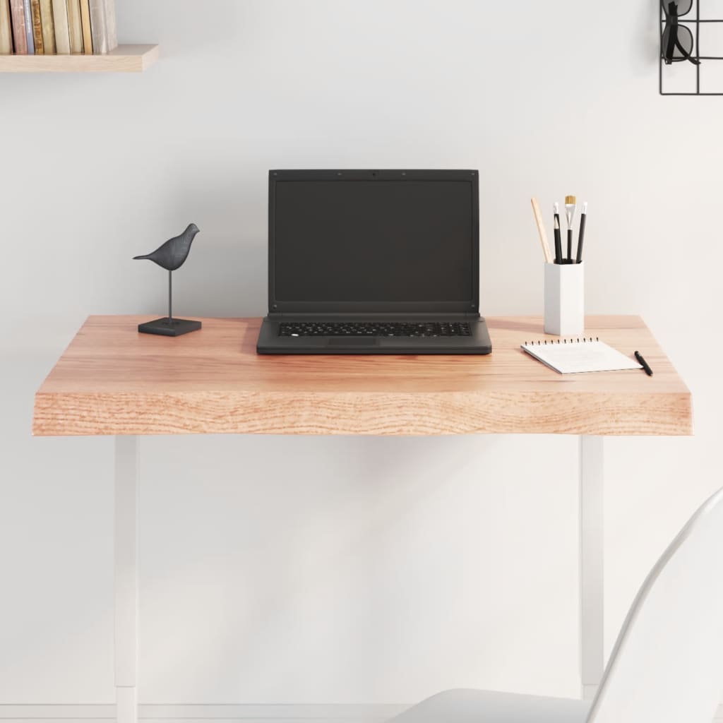 vidaXL Tablero mesa madera tratada borde natural marrón 80x40x(2-6) cm