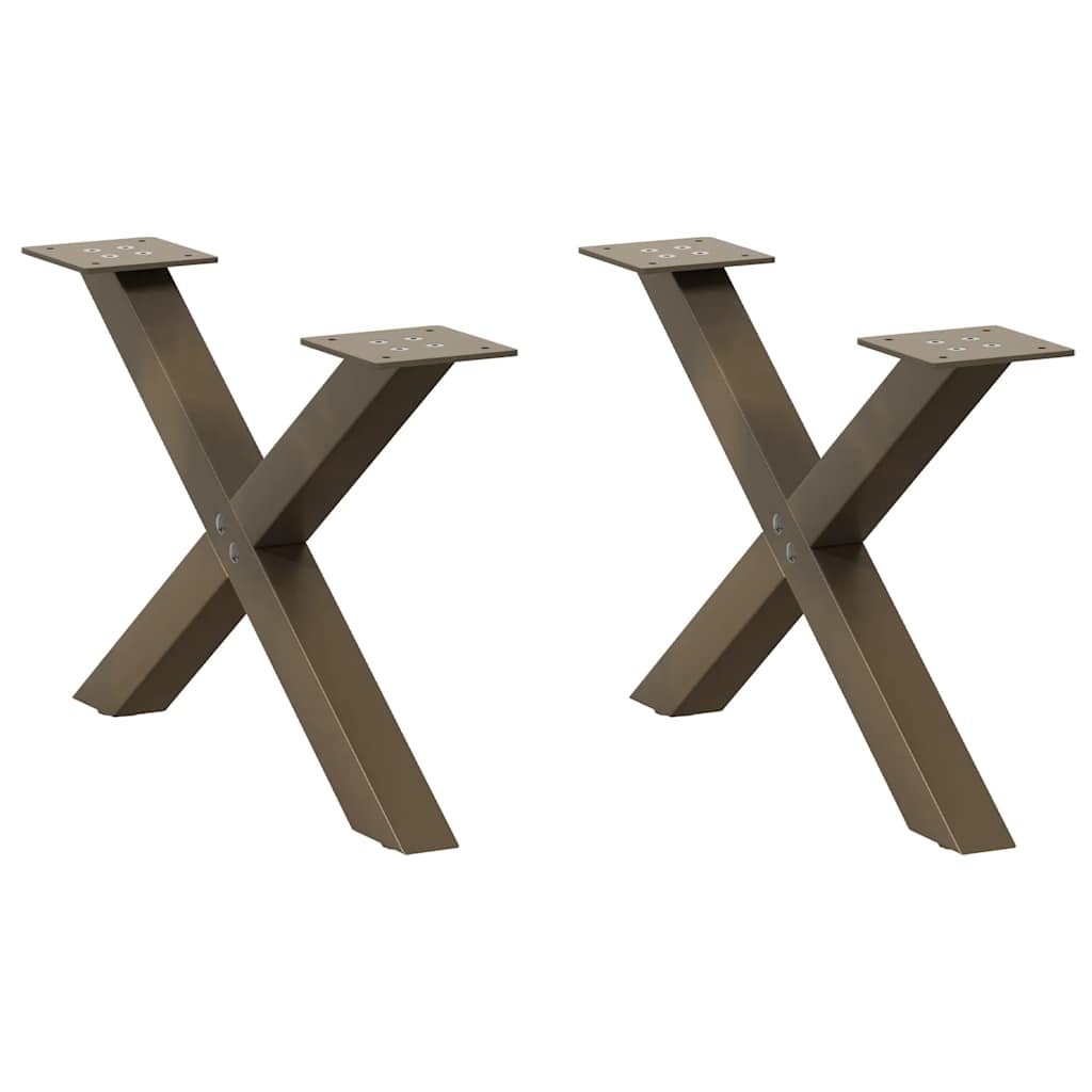 vidaXL Patas para mesa de centro en forma de X (2 unidades), acero natural, 50 x (30-31) cm.