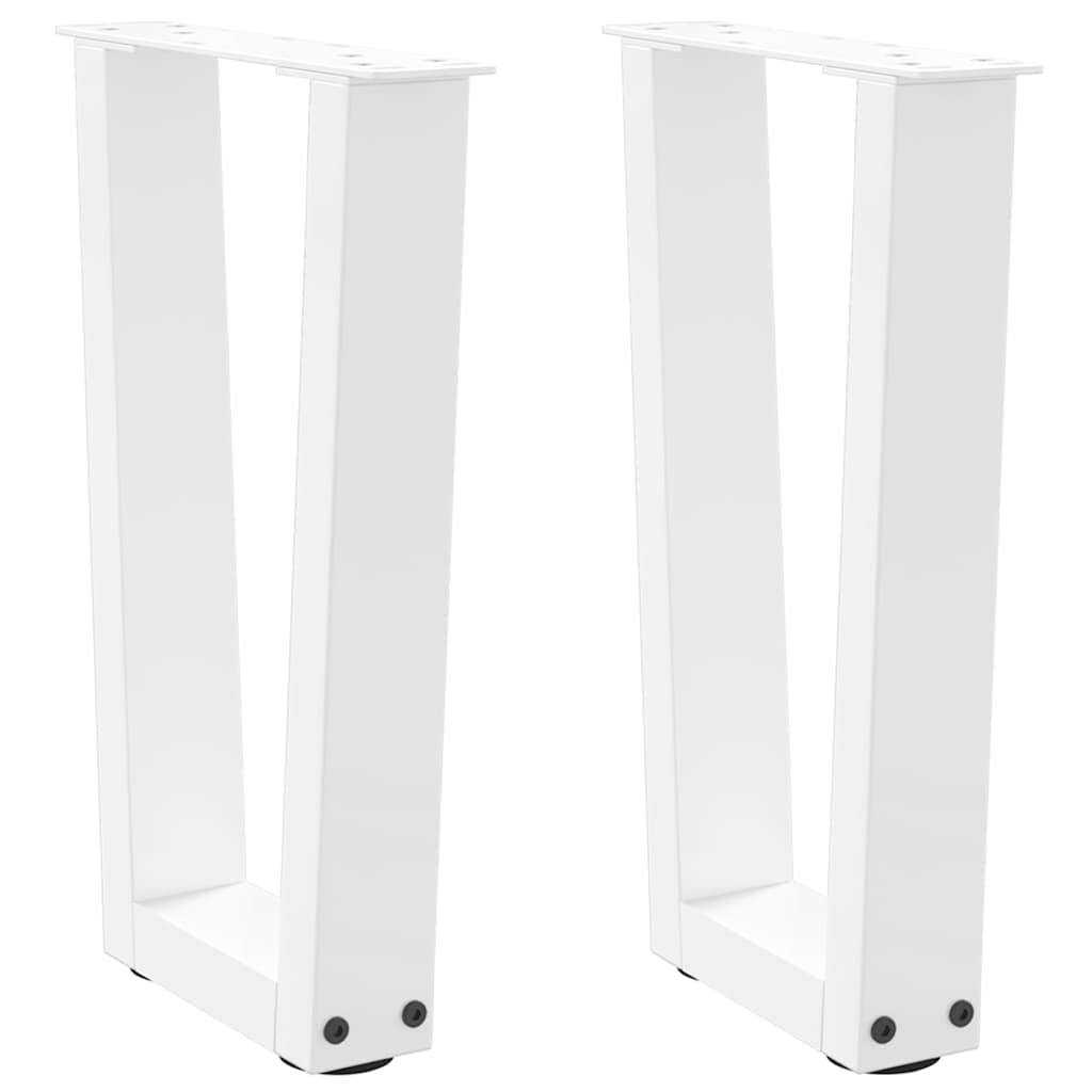 vidaXL Patas para mesa de centro en forma de V (2 unidades), color blanco, 28 x (42-43,3) cm, acero