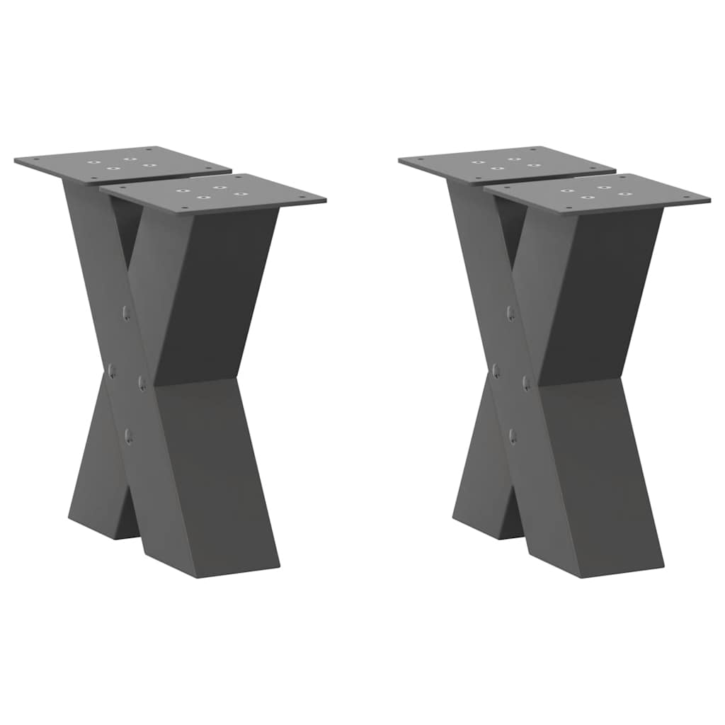 vidaXL Patas para mesa de centro en forma de X (2 unidades), antracita, 40 x (30-31) cm, acero