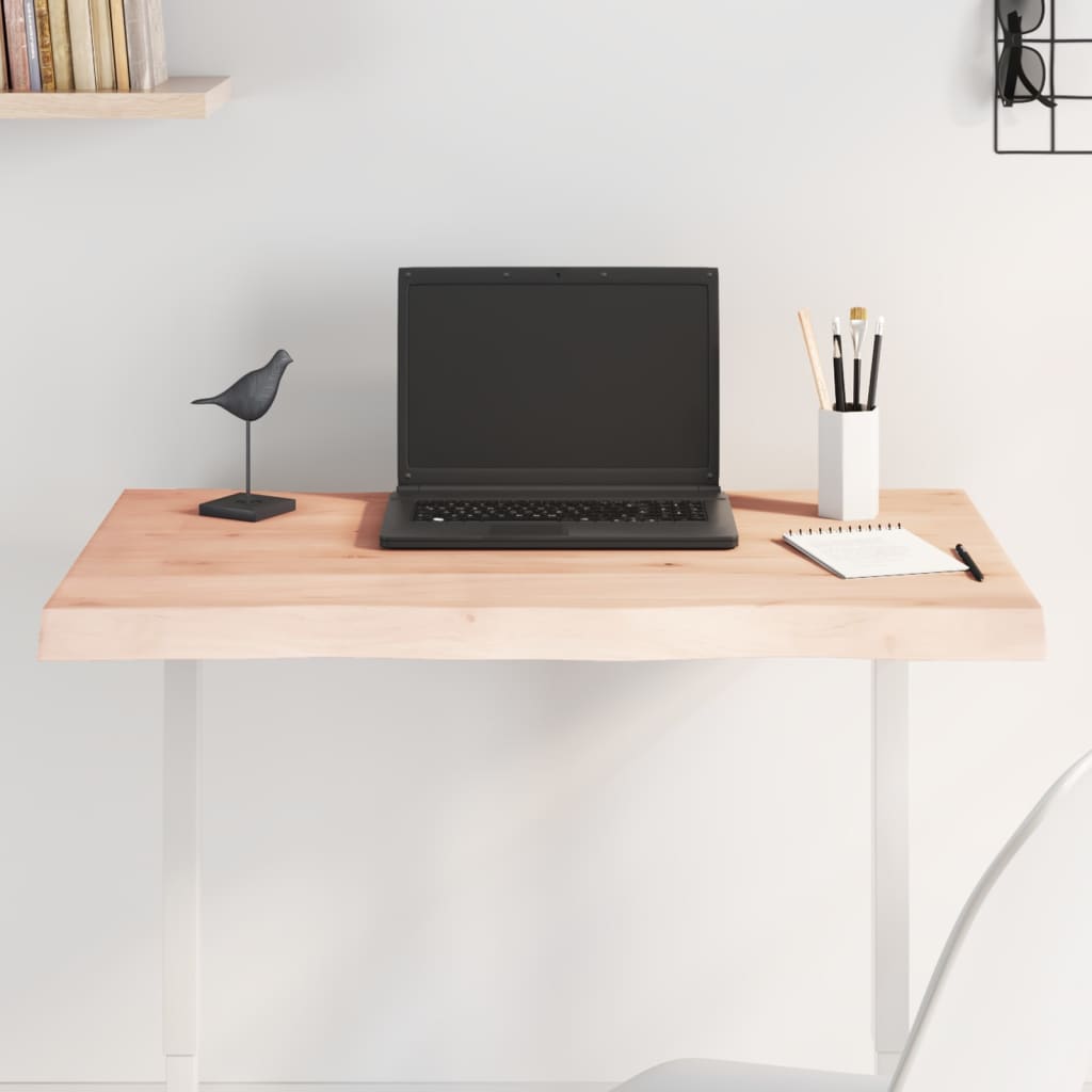vidaXL Tablero de mesa madera maciza borde natural 80x50x(2-4) cm