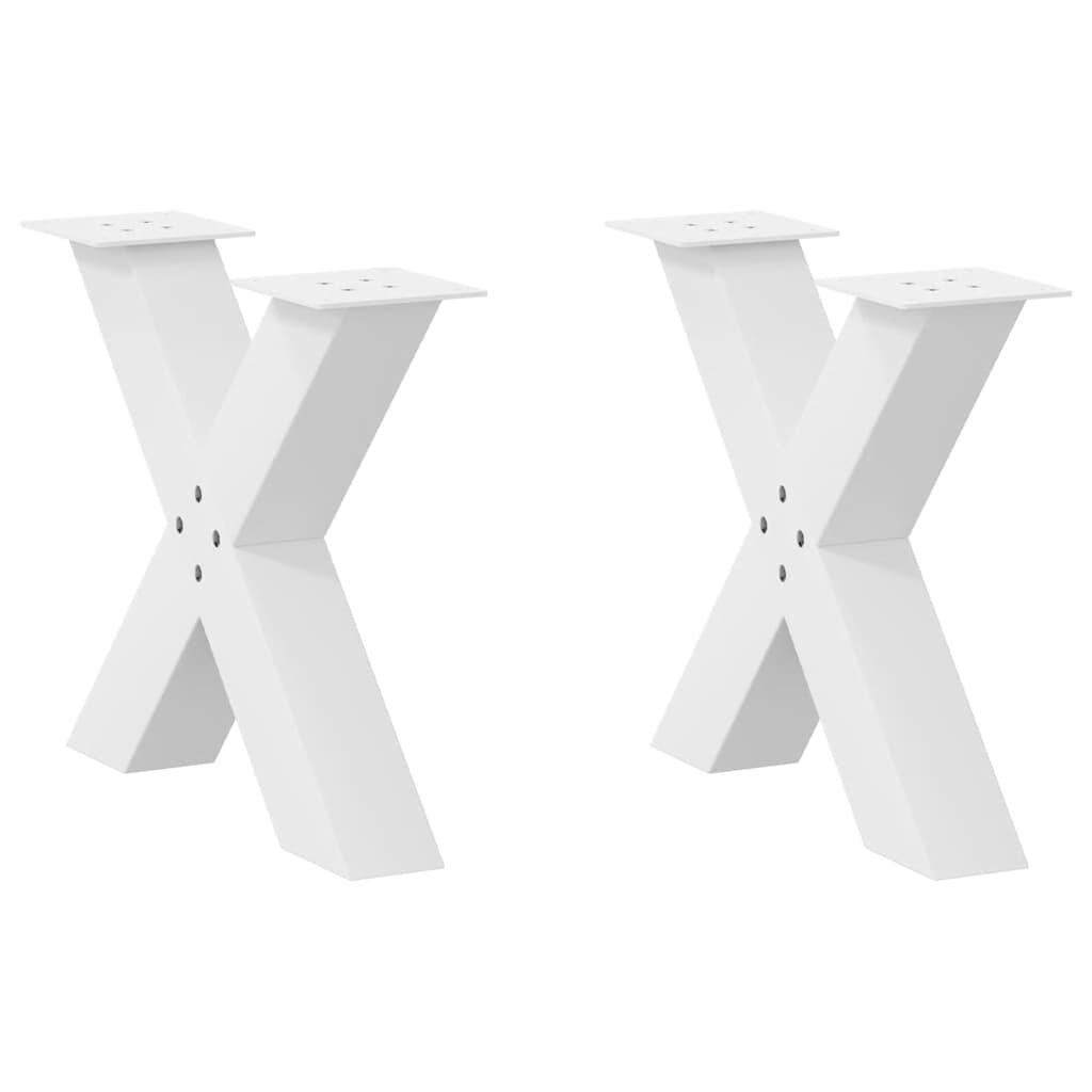 vidaXL Patas para mesa de centro en forma de X (2 unidades), color blanco, 50 x (42-43) cm, acero