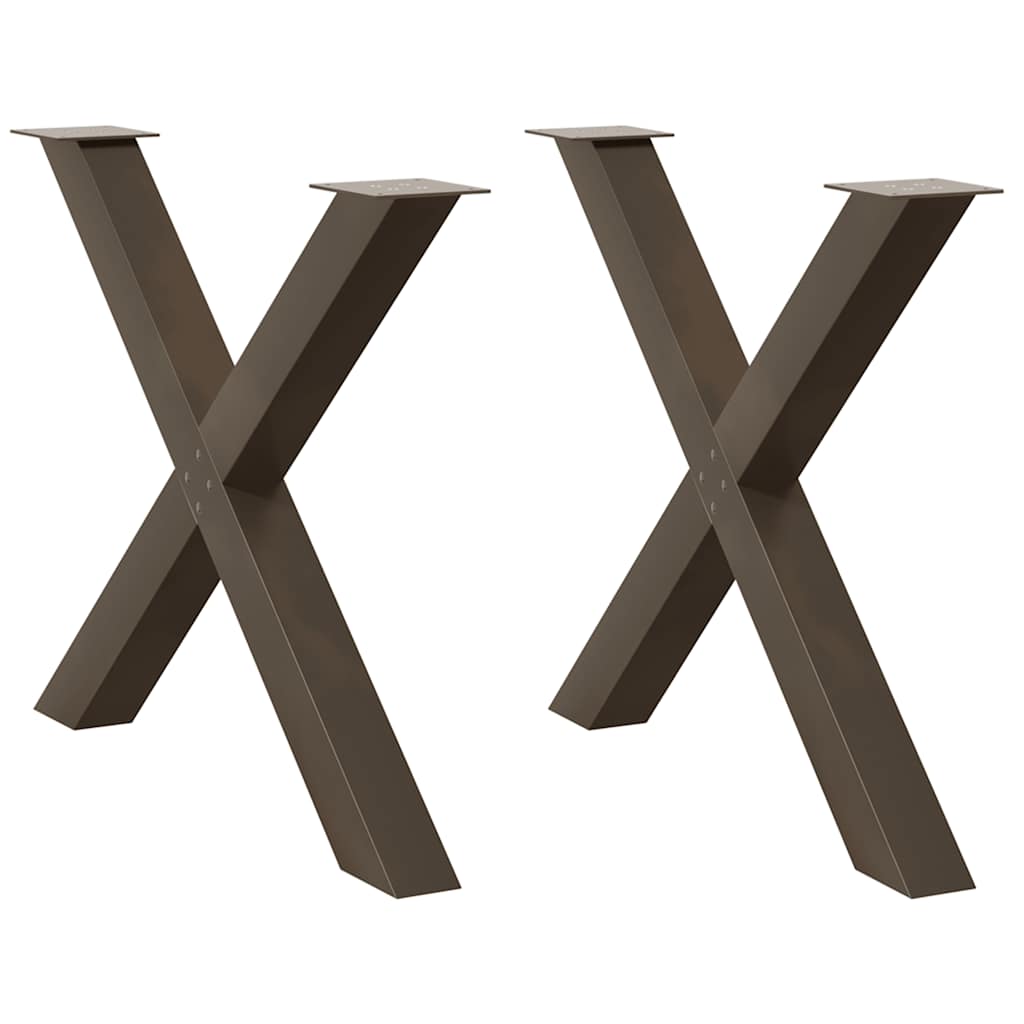 vidaXL Patas para mesa de comedor en forma de X (2 unidades, acero natural, 90 x 72-73 cm)