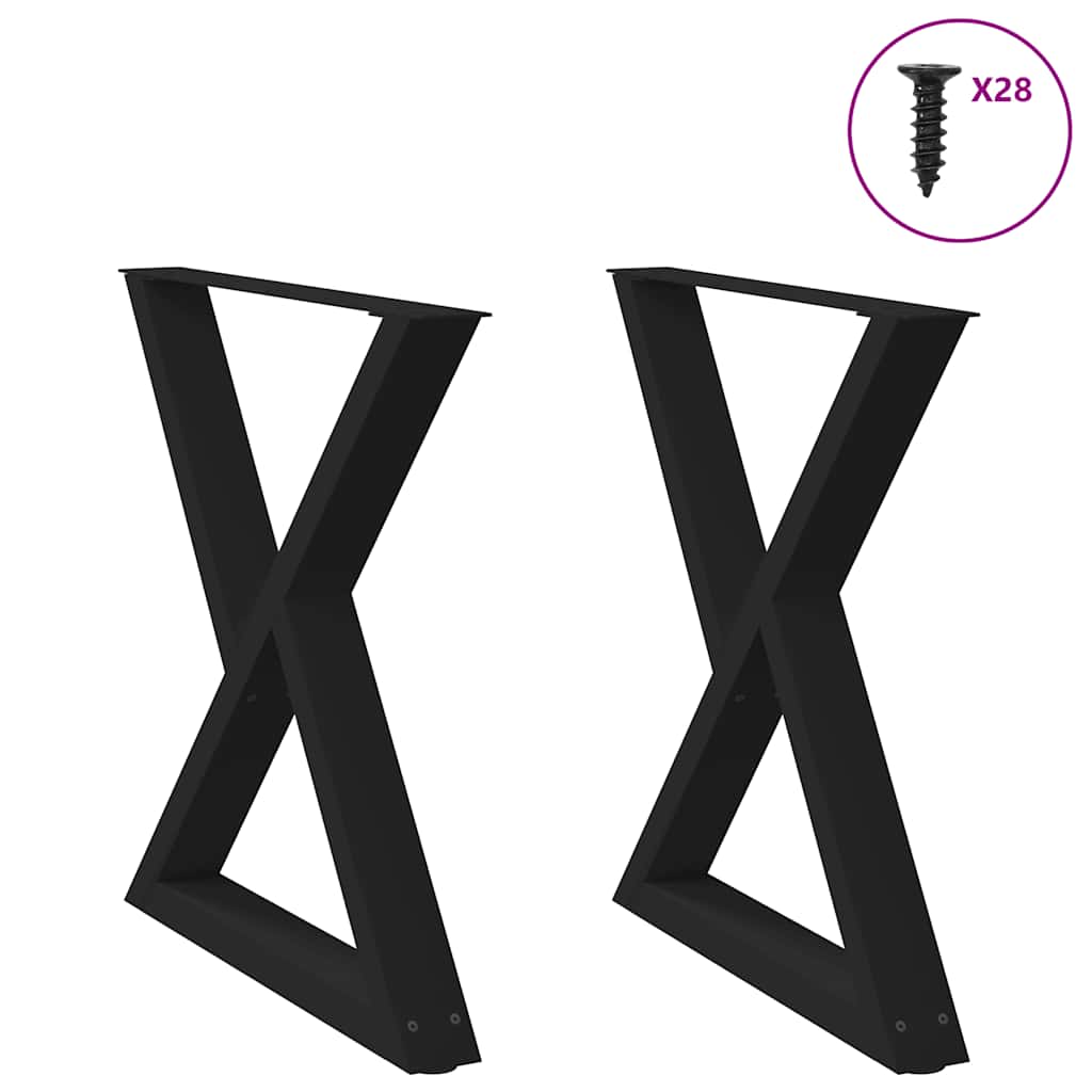 vidaXL Patas para mesa de comedor (2 unidades), color negro, 80 x 72-73,3 cm, acero