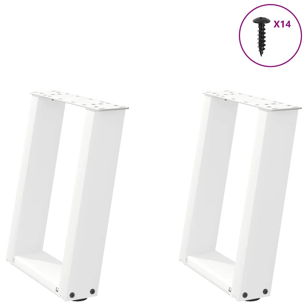 vidaXL Patas para mesa de centro en forma de U (2 unidades), color blanco, 38 x 42-43 cm, acero