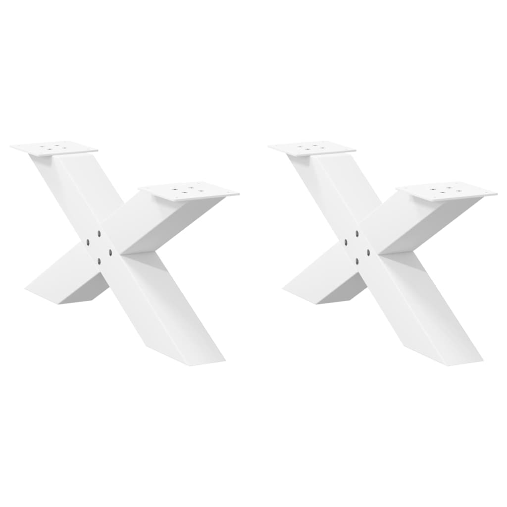 vidaXL Patas para mesa de centro en forma de X (2 unidades), color blanco, 70 x (30-31) cm, acero
