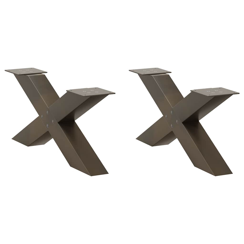 vidaXL Patas para mesa de centro en forma de X (2 unidades), acero natural, 70 x (30-31) cm.