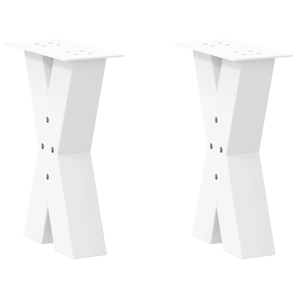 vidaXL Patas para mesa de centro en forma de X (2 unidades), color blanco, 38 x (42-43) cm, acero