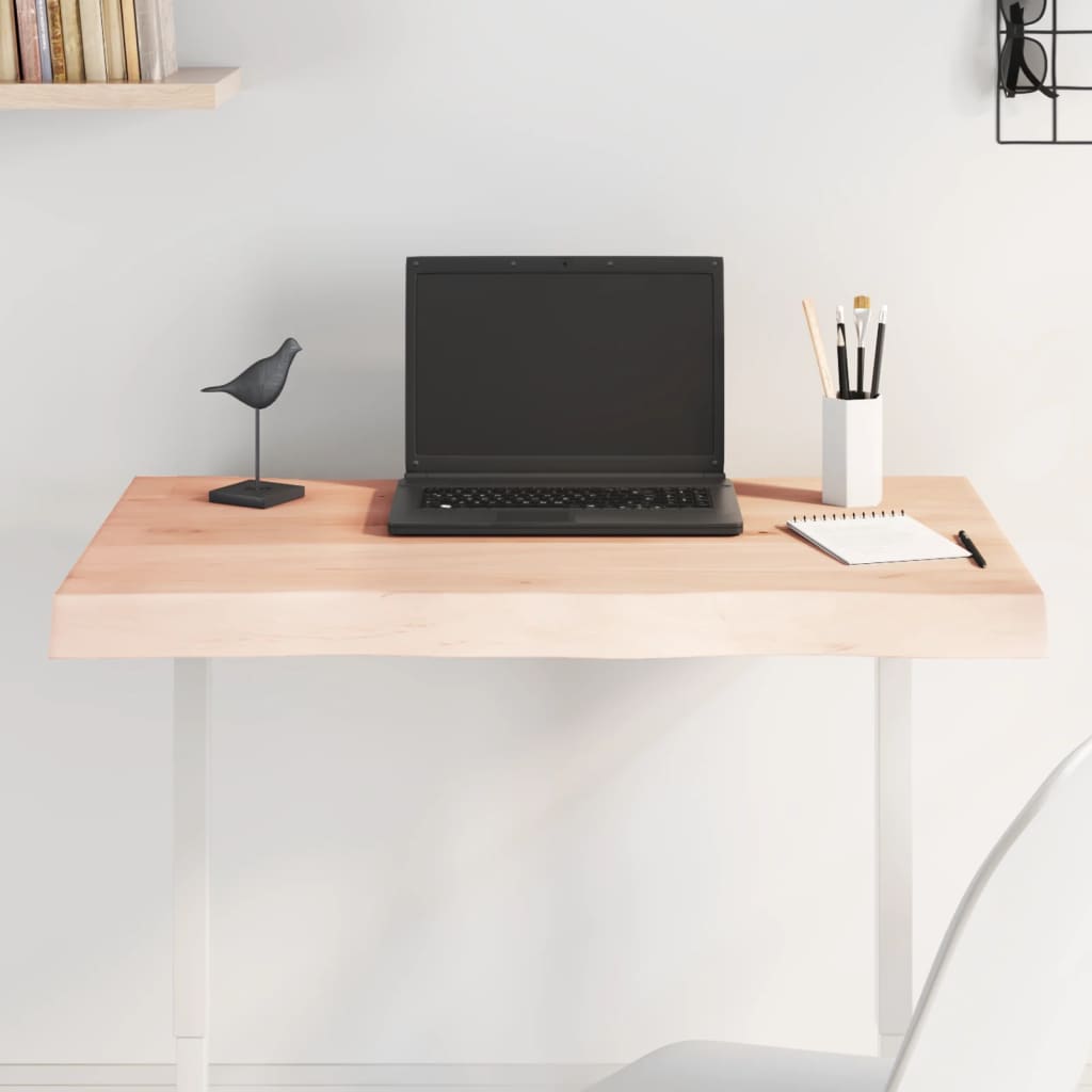 vidaXL Tablero de mesa madera maciza borde natural 80x50x(2-6) cm