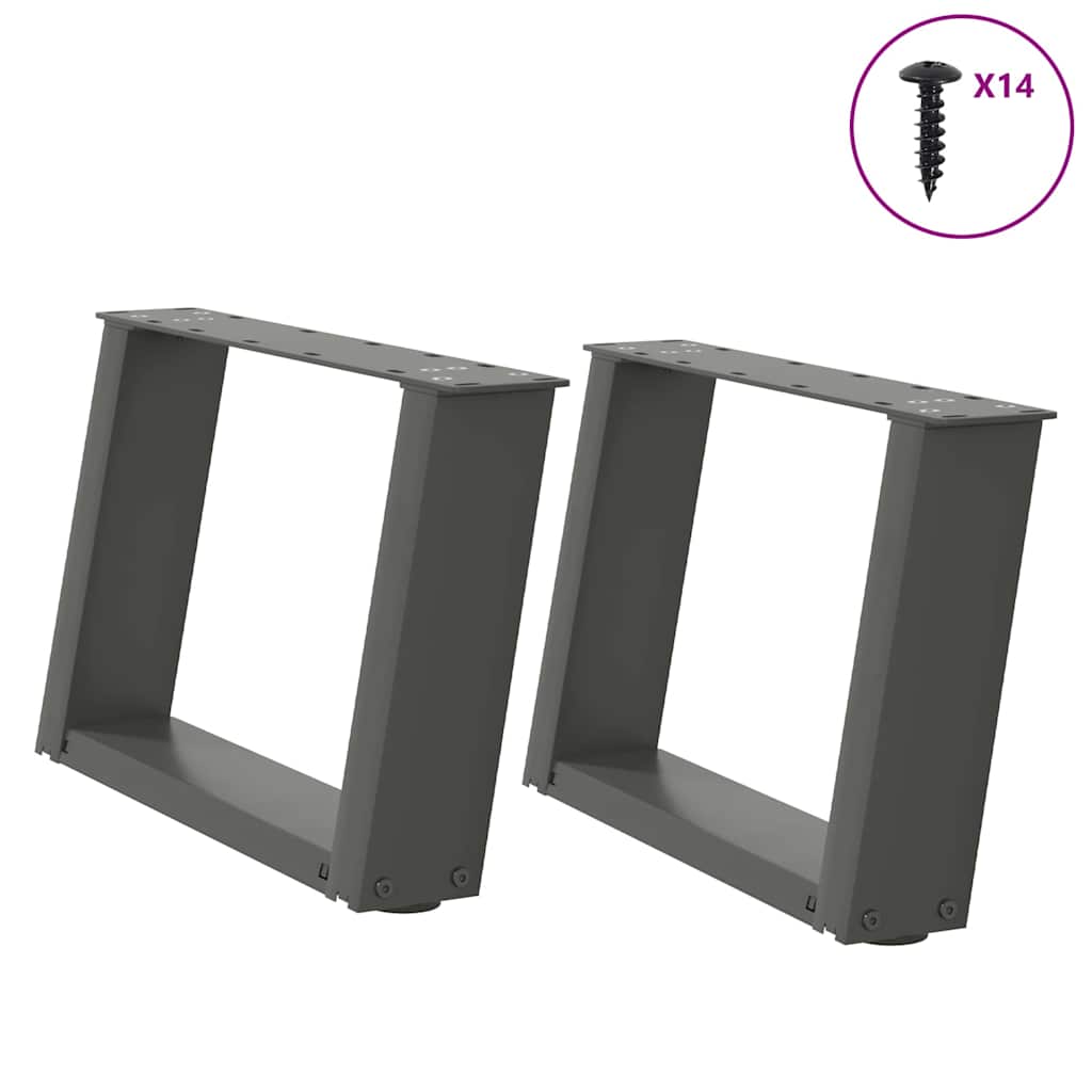 vidaXL Patas para mesa de centro en forma de U (2 unidades), antracita, 50 x (30-31) cm, acero
