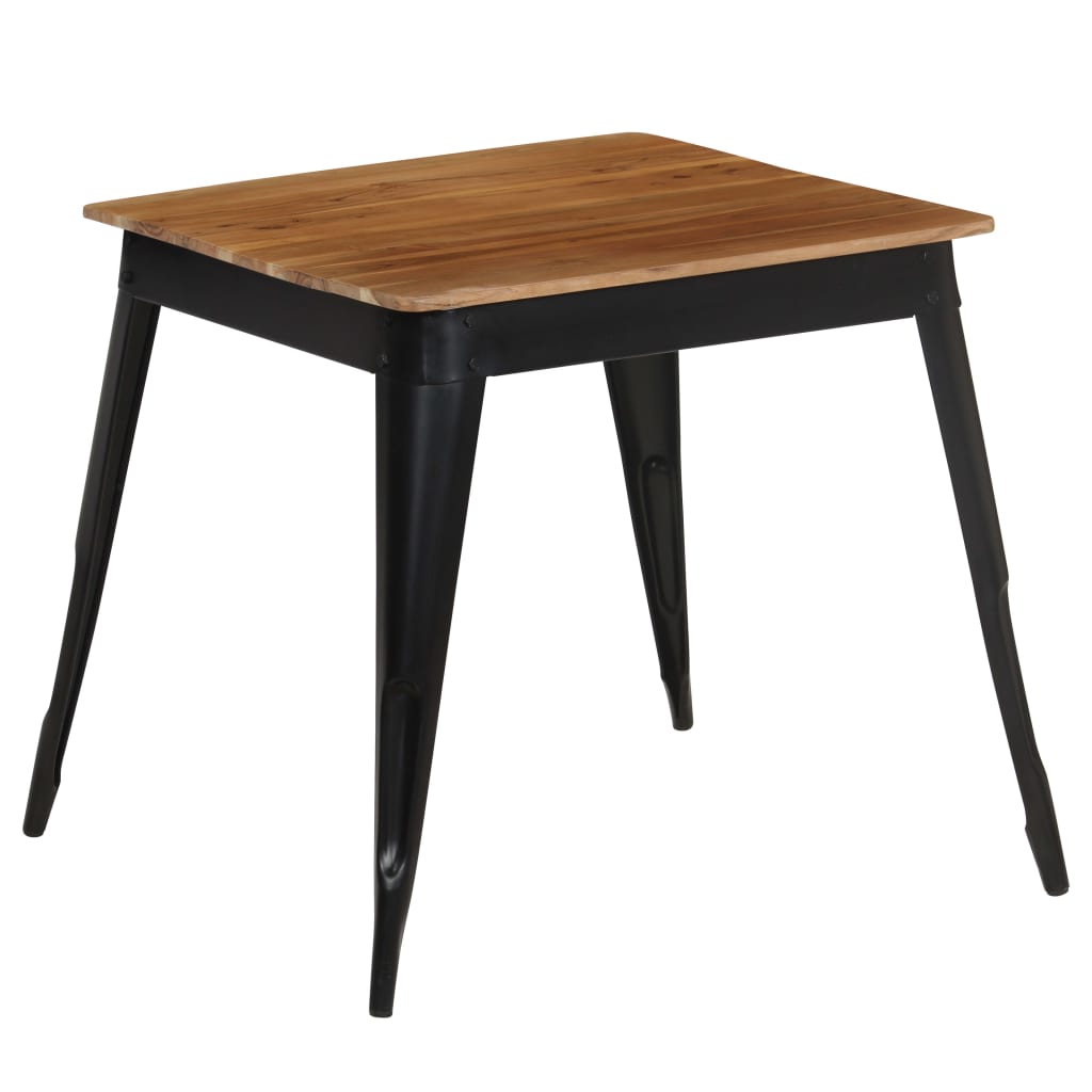 vidaXL Mesa de comedor de madera maciza de acacia y acero 75x75x76 cm