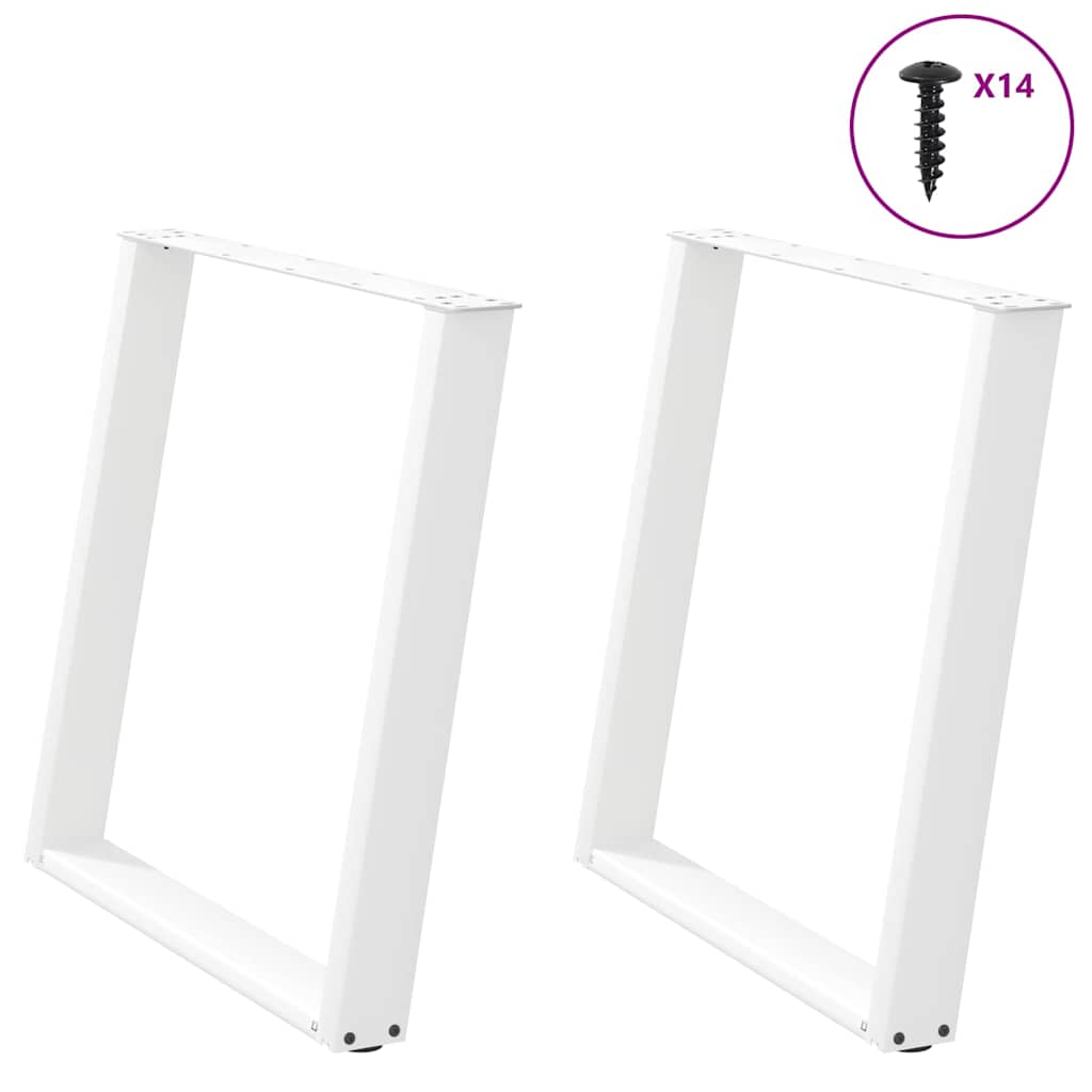 vidaXL Patas para mesa de comedor en forma de U (2 unidades), color blanco, 80 x (72-73) cm, acero
