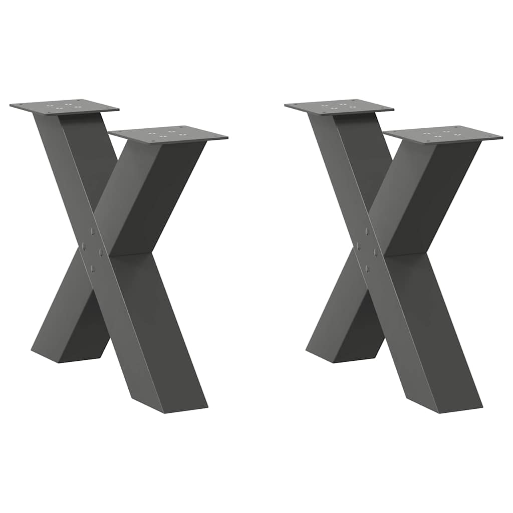 vidaXL Patas para mesa de centro en forma de X (2 unidades), antracita, 50 x (42-43) cm, acero