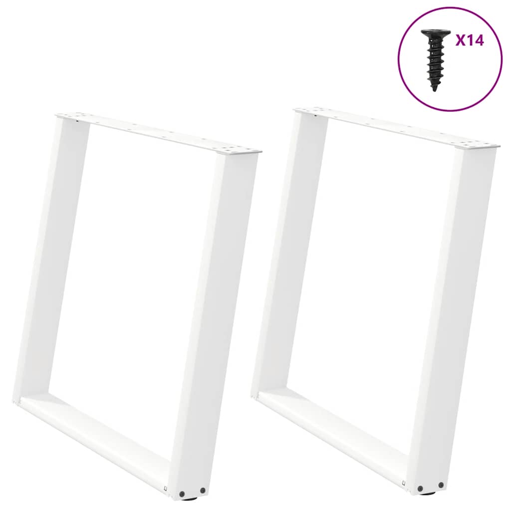 vidaXL Patas para mesa de comedor en forma de U (2 unidades), color blanco, 100 x (72-73) cm, acero