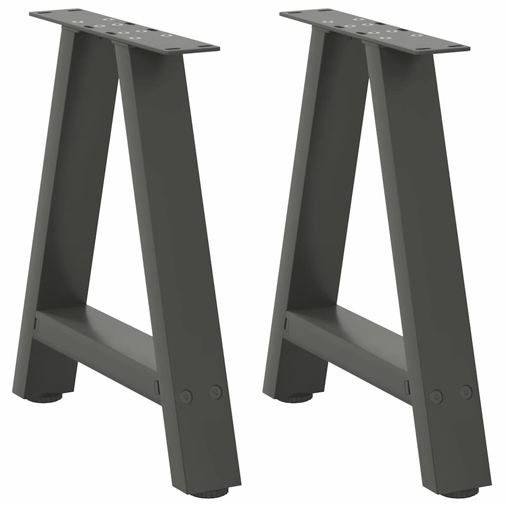 vidaXL Patas para mesa de centro en forma de A (2 unidades), antracita, 50 x (42-43) cm, acero