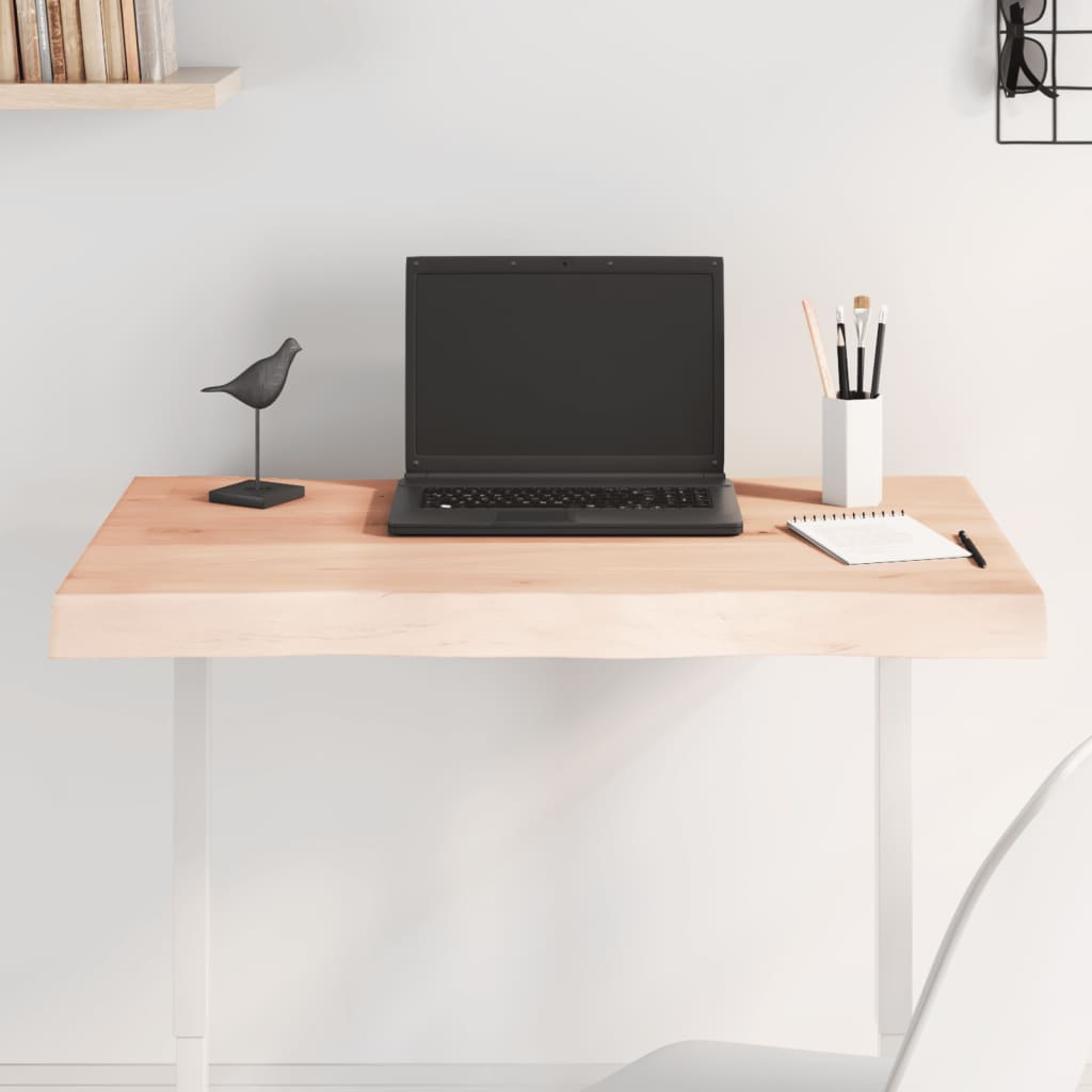 vidaXL Tablero de mesa madera maciza borde natural 80x60x(2-6) cm