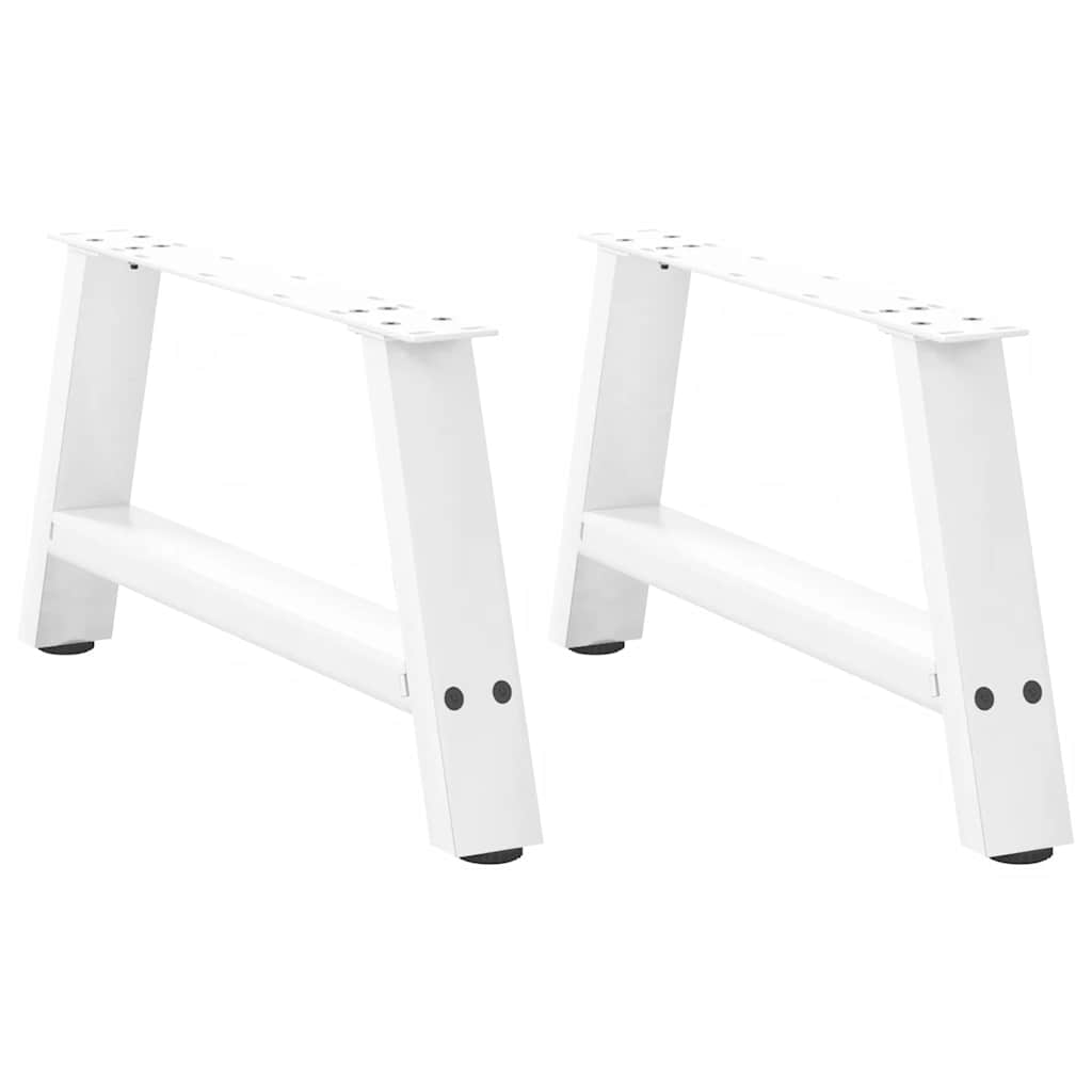 vidaXL Patas para mesa de centro en forma de A (2 unidades), color blanco, 60 x (30-31) cm, acero