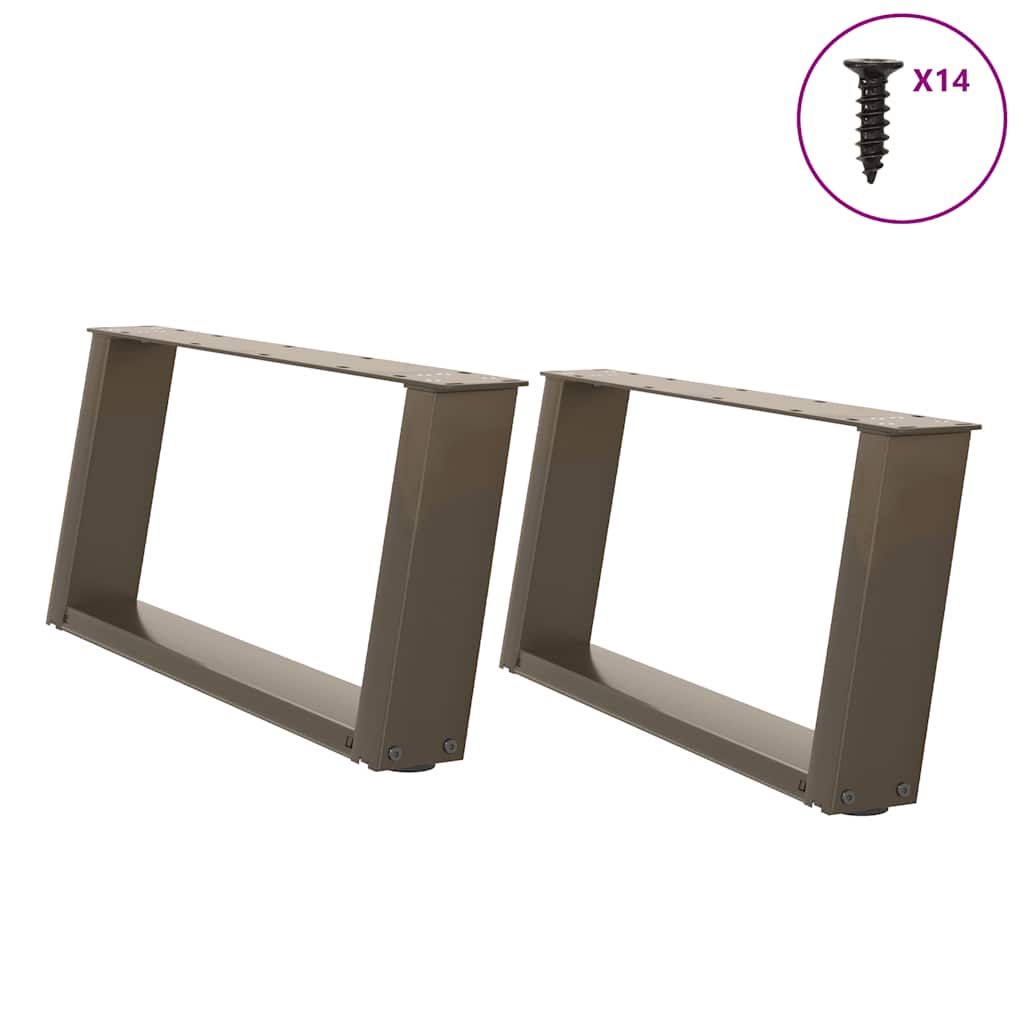 vidaXL Patas para mesa de centro en forma de U (2 unidades, acero natural, 60 x 30-31 cm)