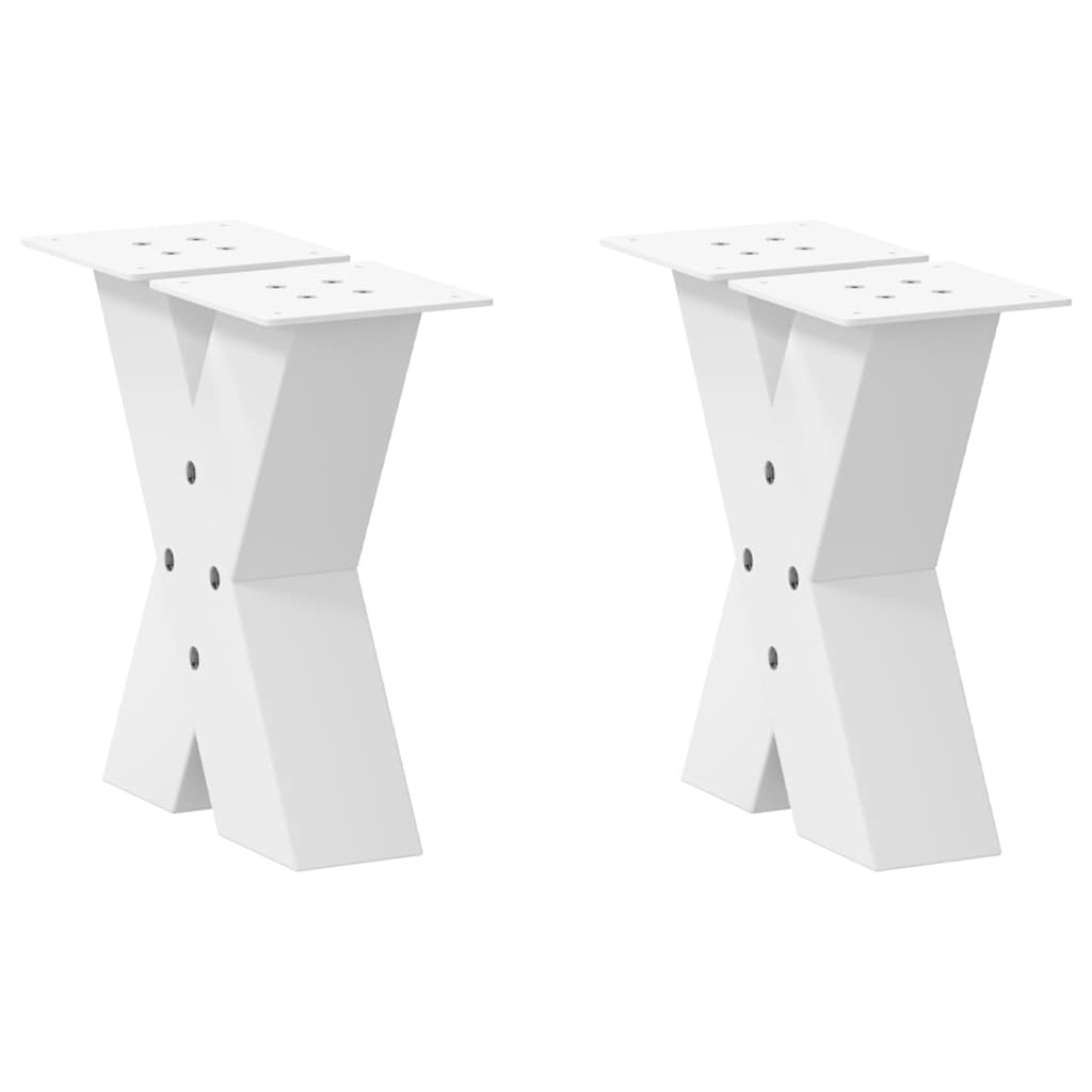 vidaXL Patas para mesa de centro en forma de X (2 unidades), color blanco, 40 x (30-31) cm, acero