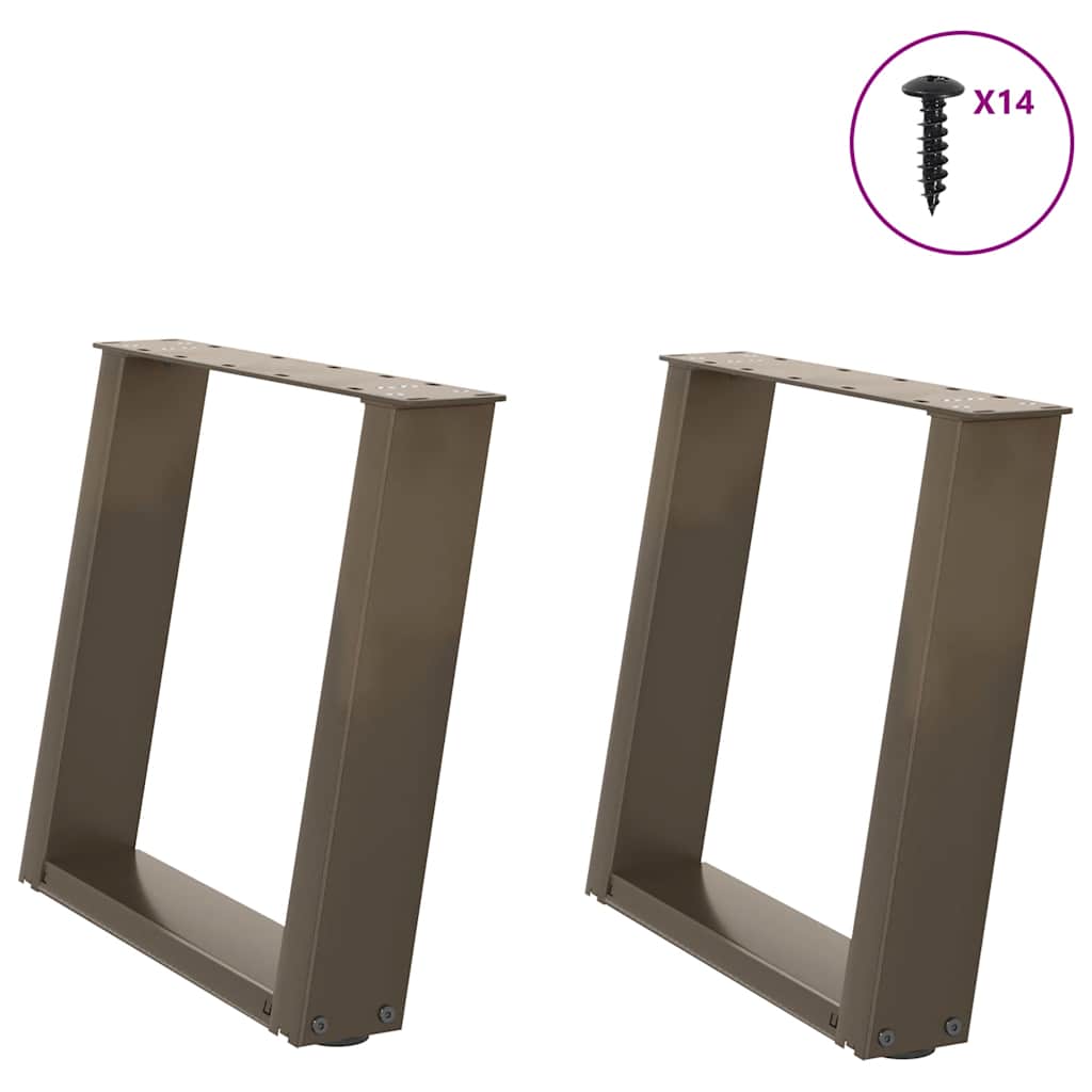 vidaXL Patas para mesa de centro en forma de U (2 unidades, acero natural, 50 x 42-43 cm)