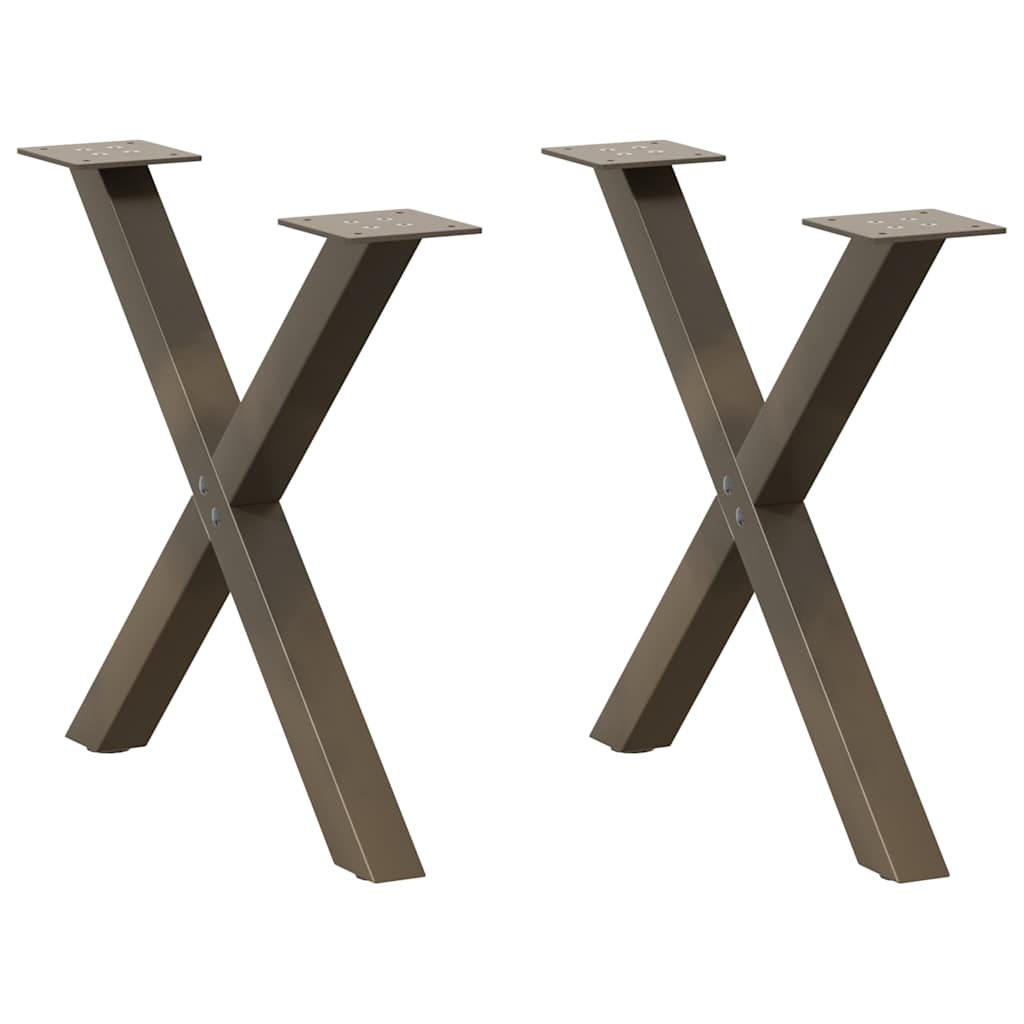vidaXL Patas para mesa de centro en forma de X (2 unidades), acero natural, 60 x (42-43) cm.
