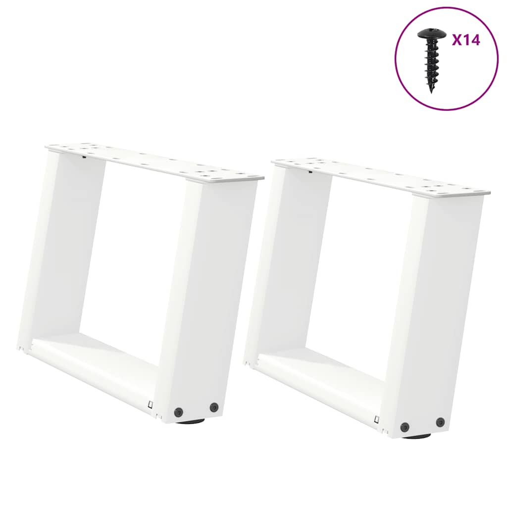 vidaXL Patas para mesa de centro en forma de U (2 unidades), color blanco, 50 x (30-31) cm, acero