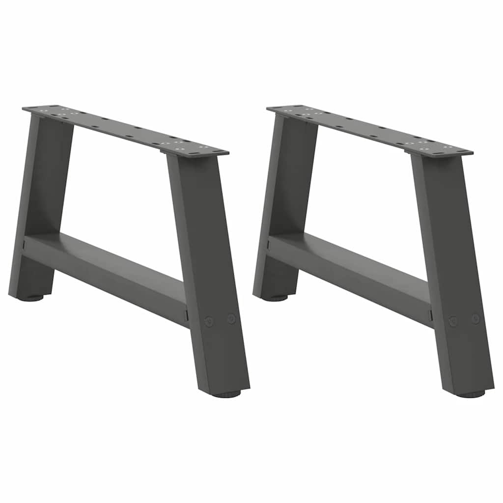vidaXL Patas para mesa de centro en forma de A (2 unidades), antracita, 70 x (30-31) cm, acero