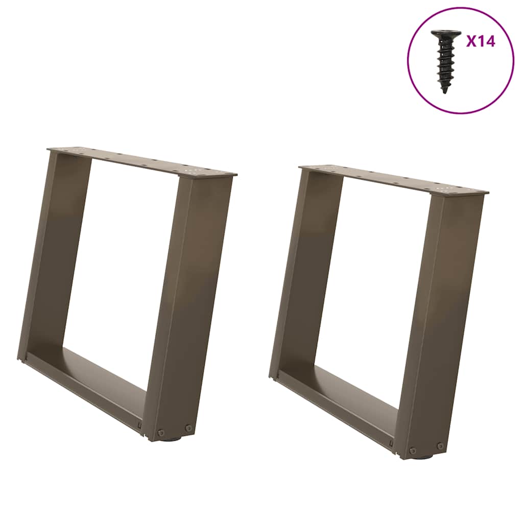 vidaXL Patas para mesa de centro en forma de U (2 unidades, acero natural, 60 x 42-43 cm)