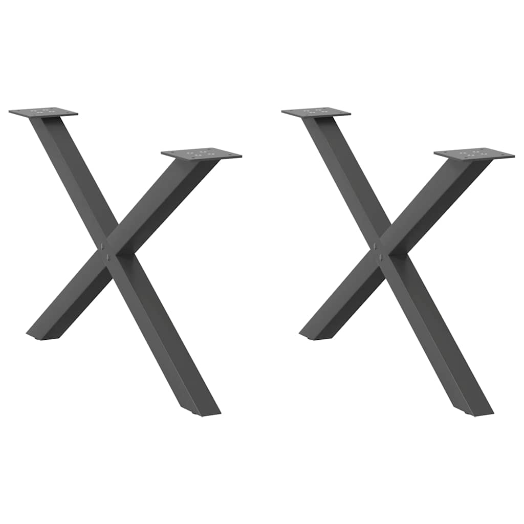 vidaXL Patas para mesa de centro en forma de X (2 unidades), antracita, 70 x (42-43) cm, acero