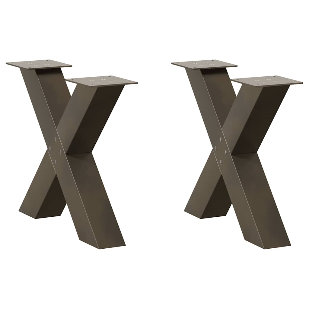 vidaXL Patas para mesa de centro en forma de X (2 unidades), acero natural, 60 x (42-43) cm.