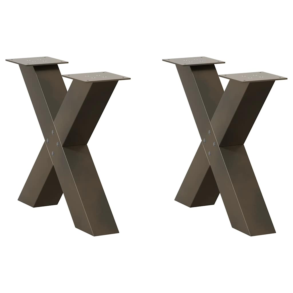 vidaXL Patas para mesa de centro en forma de X (2 unidades), acero natural, 50 x (42-43) cm.