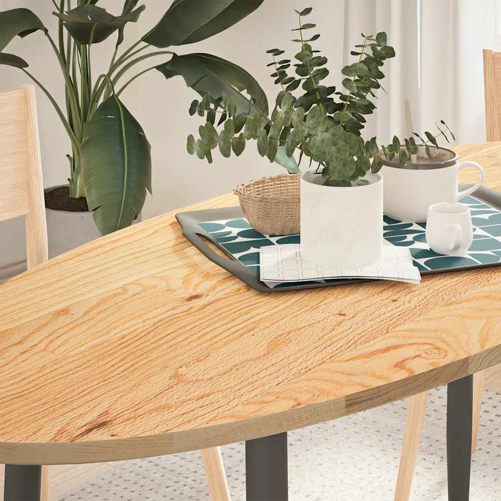 vidaXL Tablero de mesa ovalado madera maciza de roble 140x60x2 cm