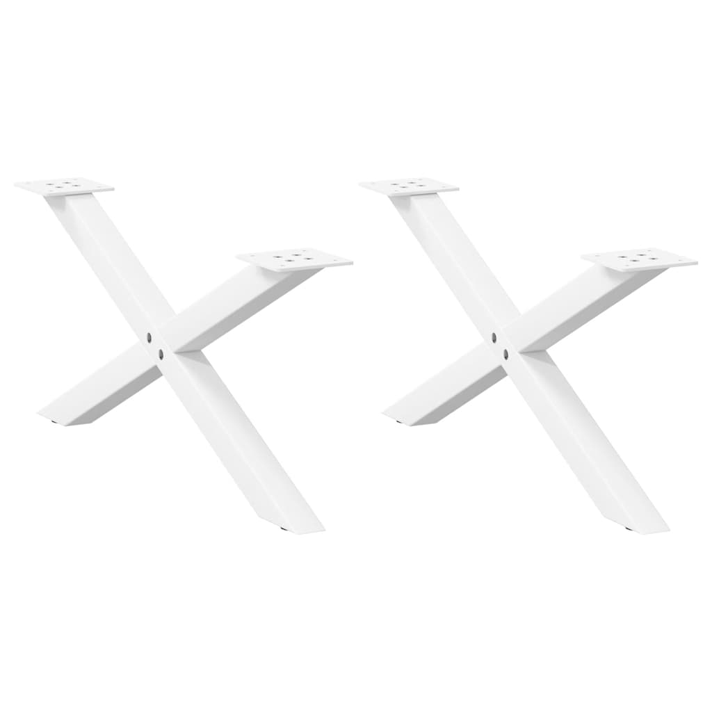 vidaXL Patas para mesa de centro en forma de X (2 unidades), color blanco, 70 x (30-31) cm, acero