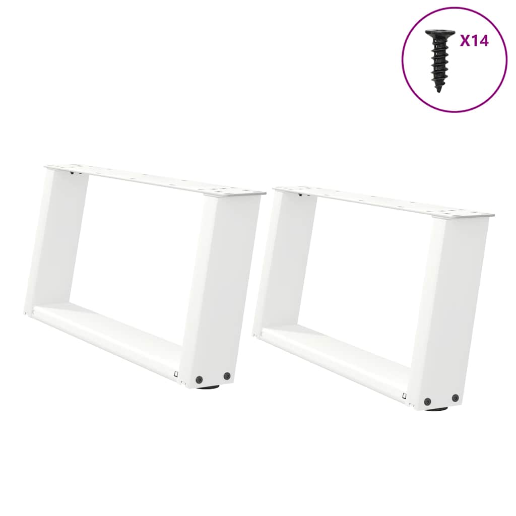 vidaXL Patas para mesa de centro en forma de U (2 unidades), color blanco, 70 x (30-31) cm, acero