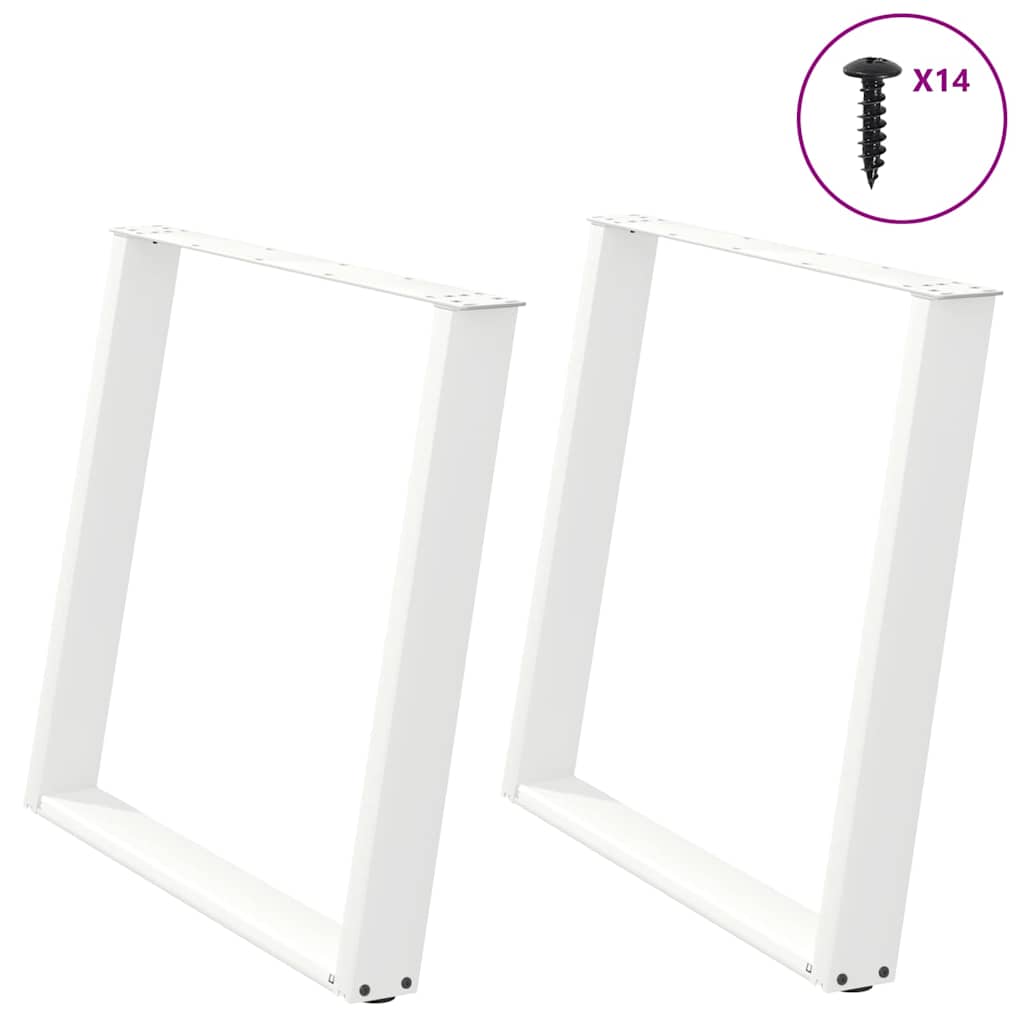 vidaXL Patas para mesa de comedor en forma de U (2 unidades), color blanco, 90 x (72-73) cm, acero