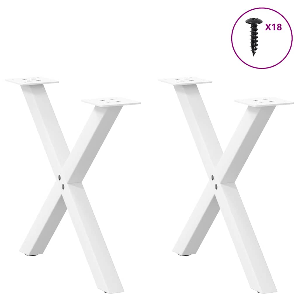 vidaXL Patas para mesa de centro en forma de X (2 unidades), color blanco, 60 x (42-43) cm, acero - Image 3