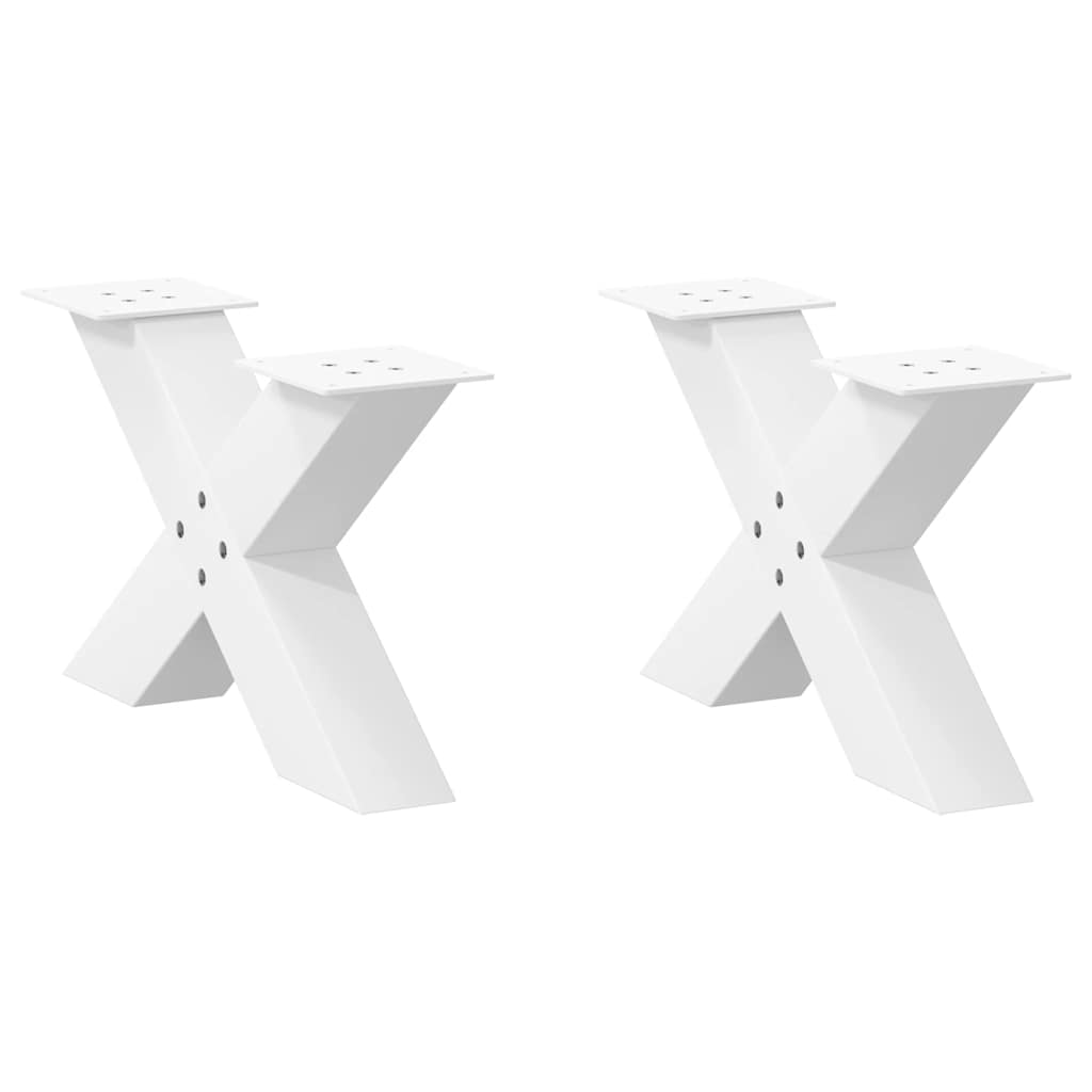 vidaXL Patas para mesa de centro en forma de X (2 unidades), color blanco, 50 x (30-31) cm, acero