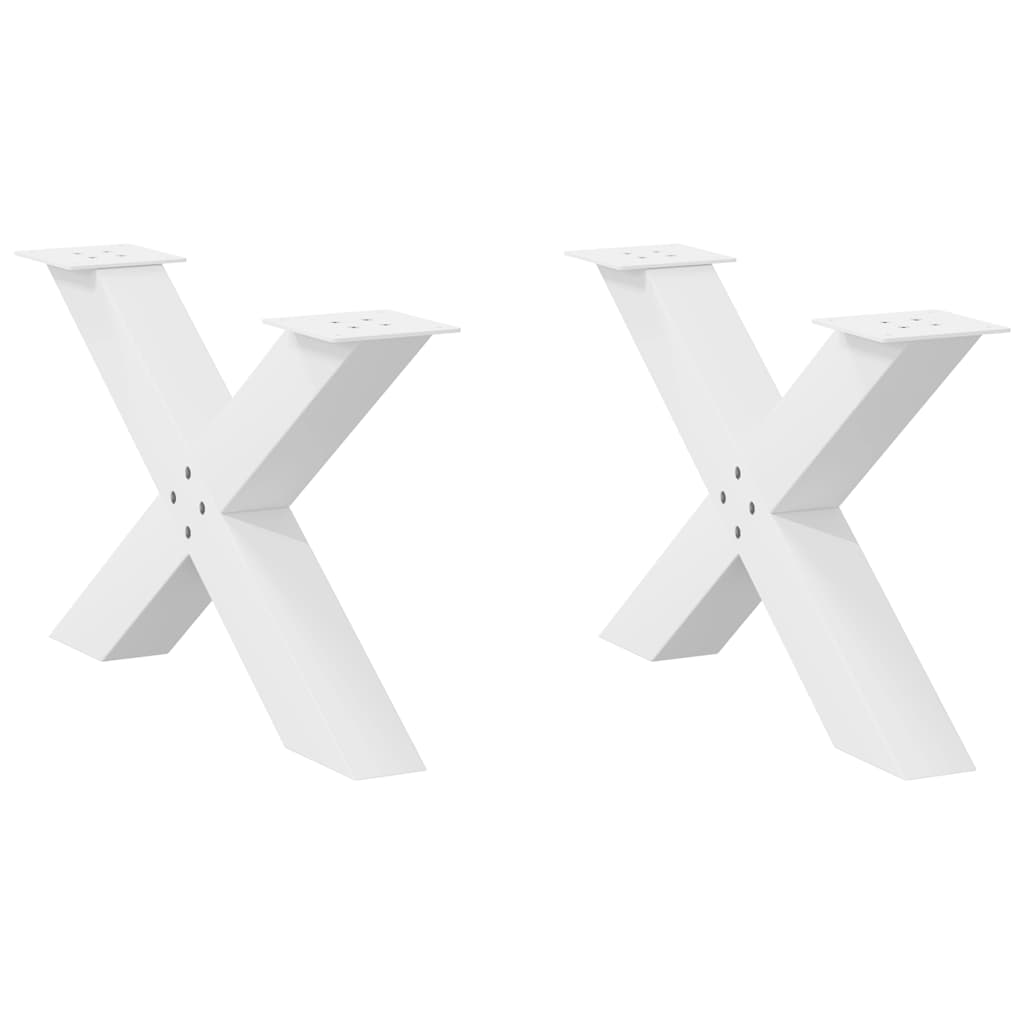 vidaXL Patas para mesa de centro en forma de X (2 unidades), color blanco, 70 x (42-43) cm, acero
