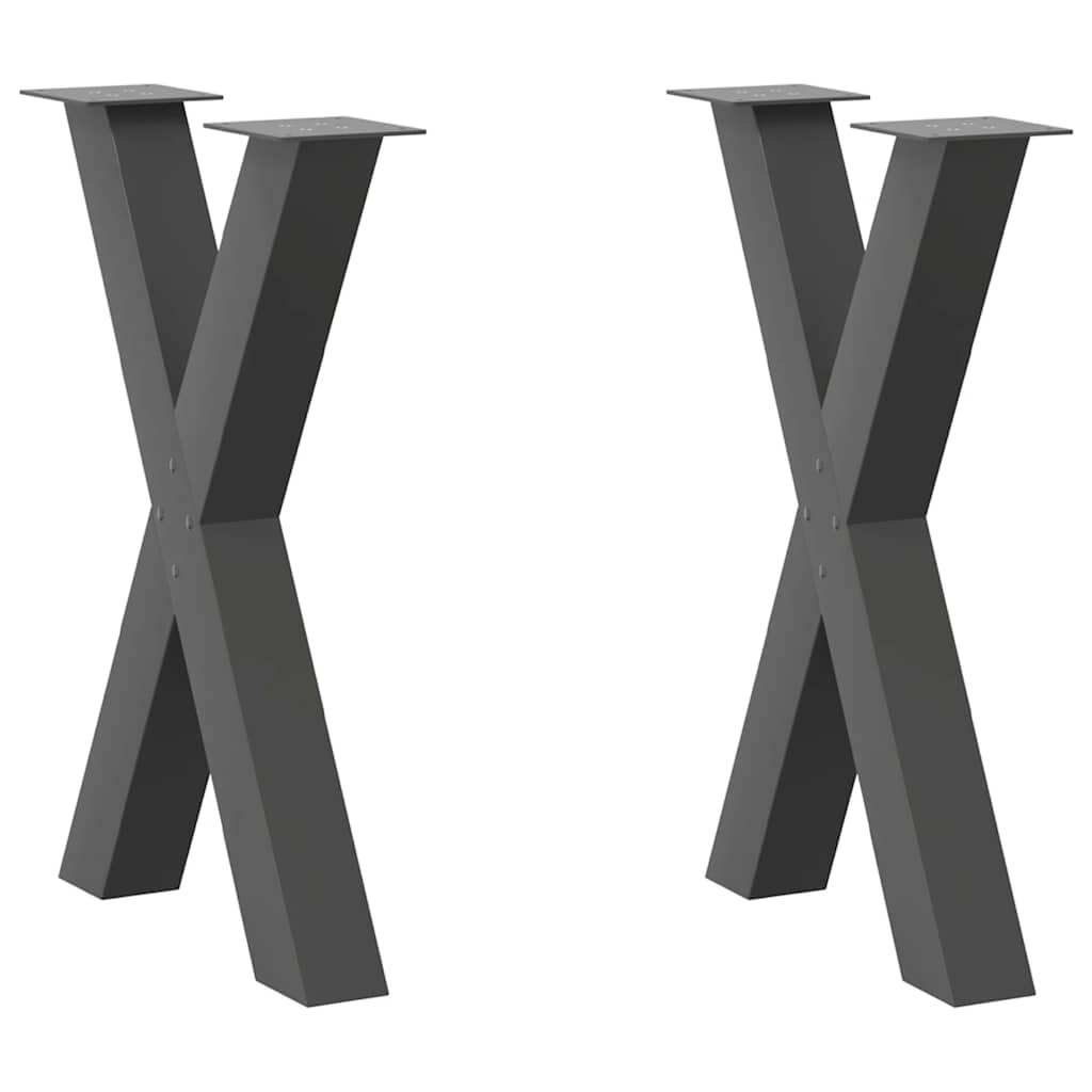 vidaXL Patas para mesa de comedor en forma de X (2 unidades), antracita, 60 x (72-73) cm, acero