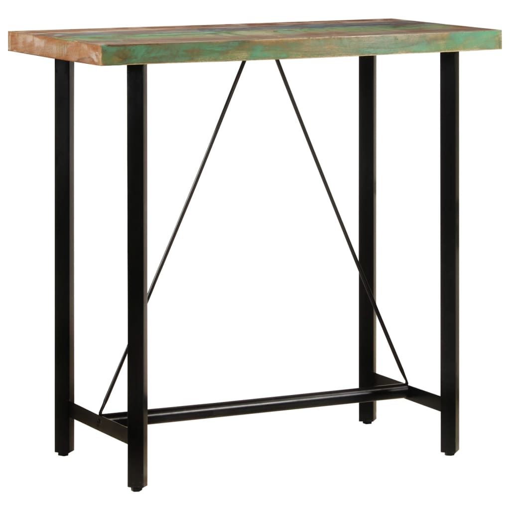 vidaXL Mesa alta de hierro y madera maciza reciclada 110x55x107 cm
