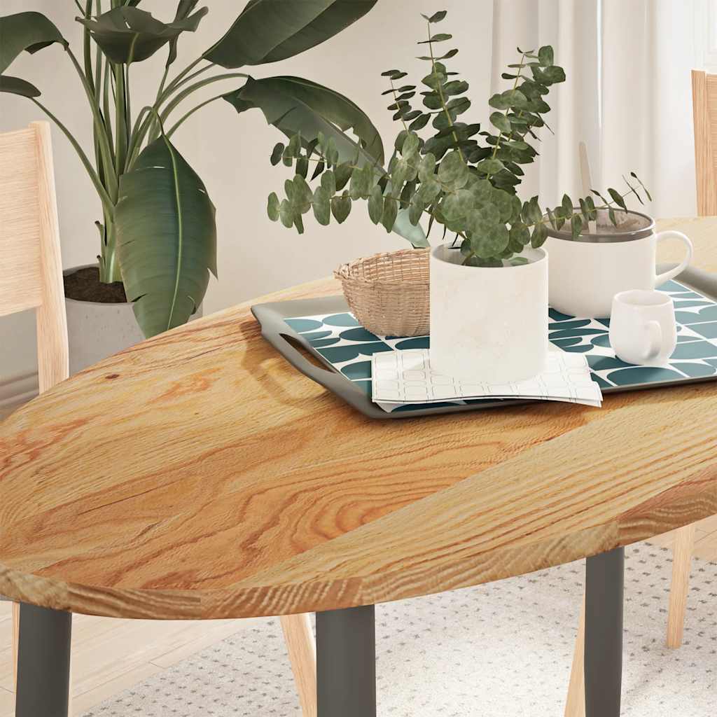 vidaXL Tablero de mesa ovalado madera maciza de roble 120x60x2 cm