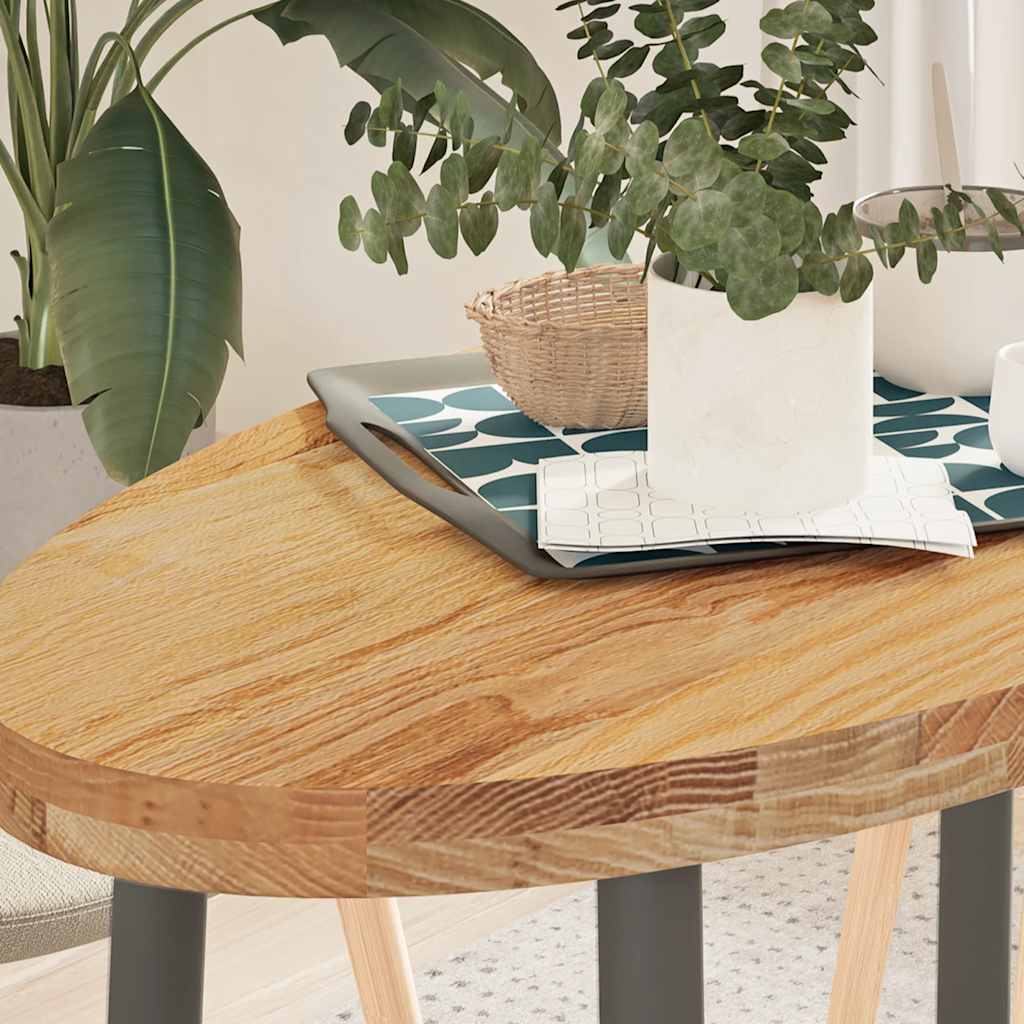 vidaXL Tablero de mesa ovalado madera maciza de roble 100x50x4 cm