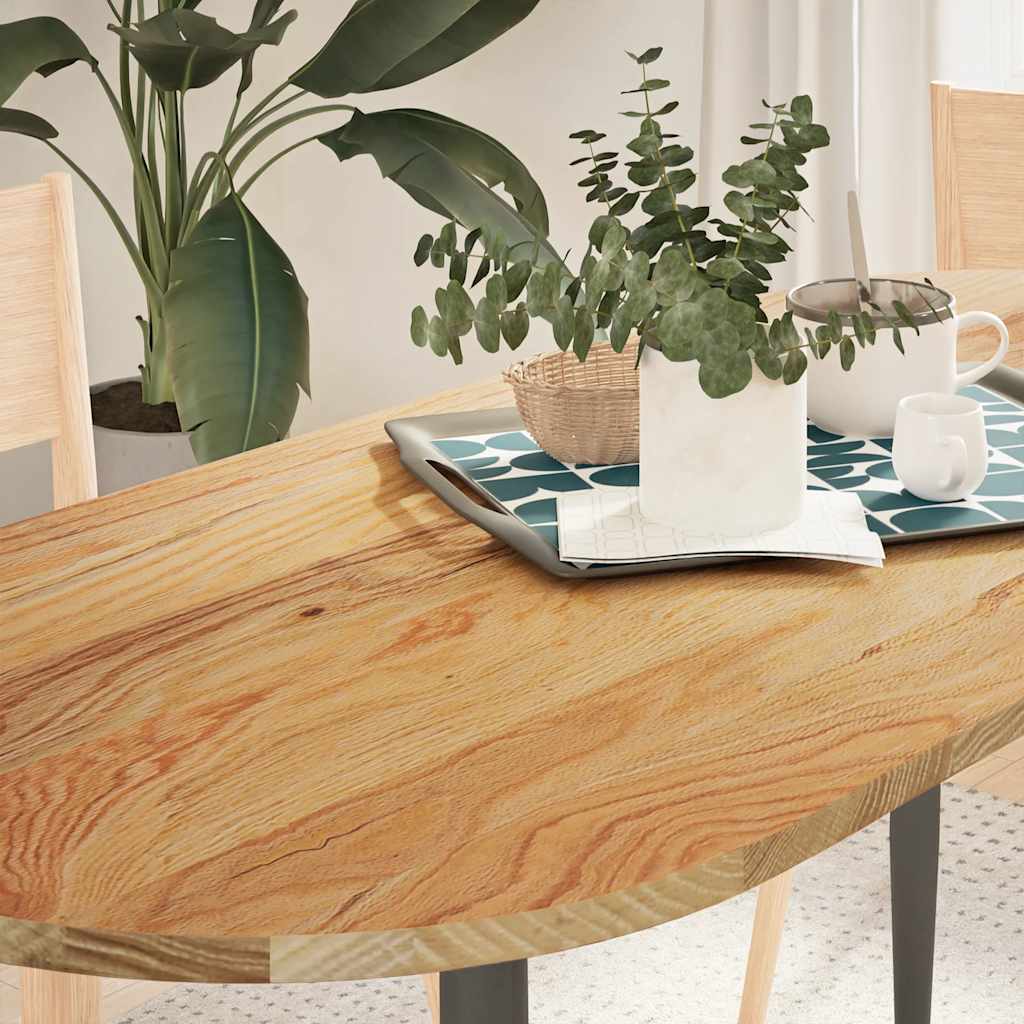 vidaXL Tablero de mesa ovalado madera maciza de roble 140x60x2 cm