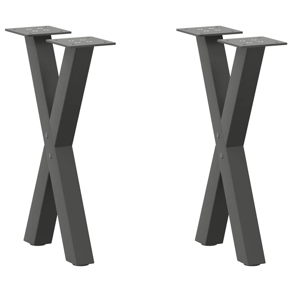 vidaXL Patas para mesa de centro en forma de X (2 unidades), antracita, 38 x (42-43) cm, acero