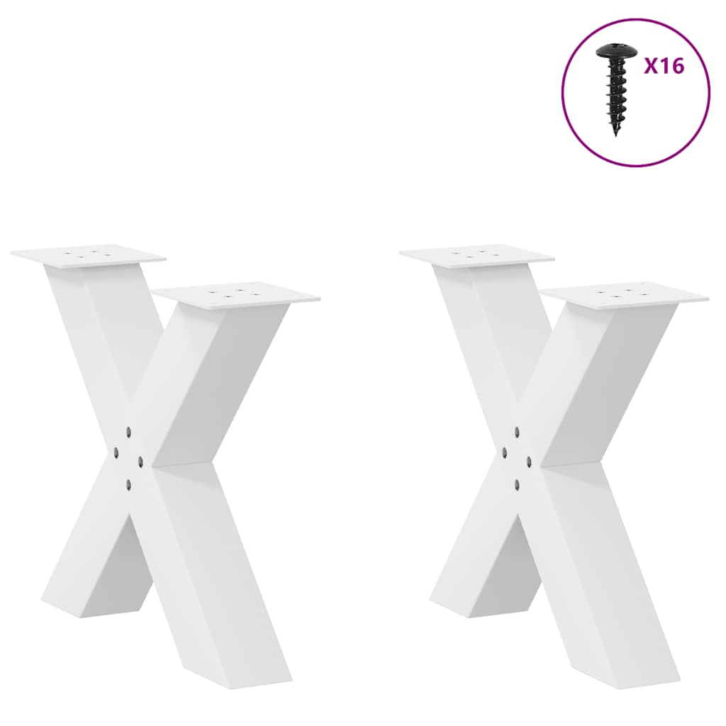 vidaXL Patas para mesa de centro en forma de X (2 unidades), color blanco, 60 x (42-43) cm, acero - Image 3