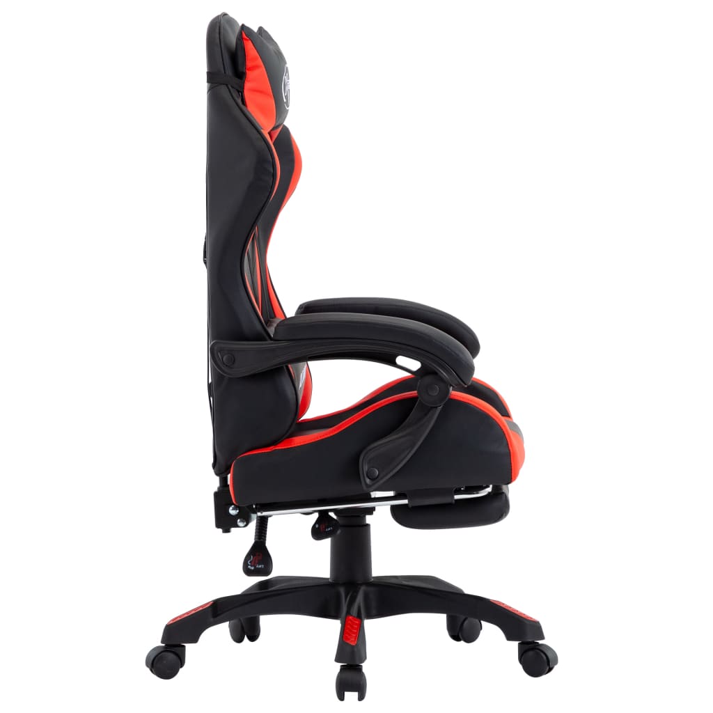 vidaXL Silla gaming con reposapiés cuero sintético rojo y negro - Image 3