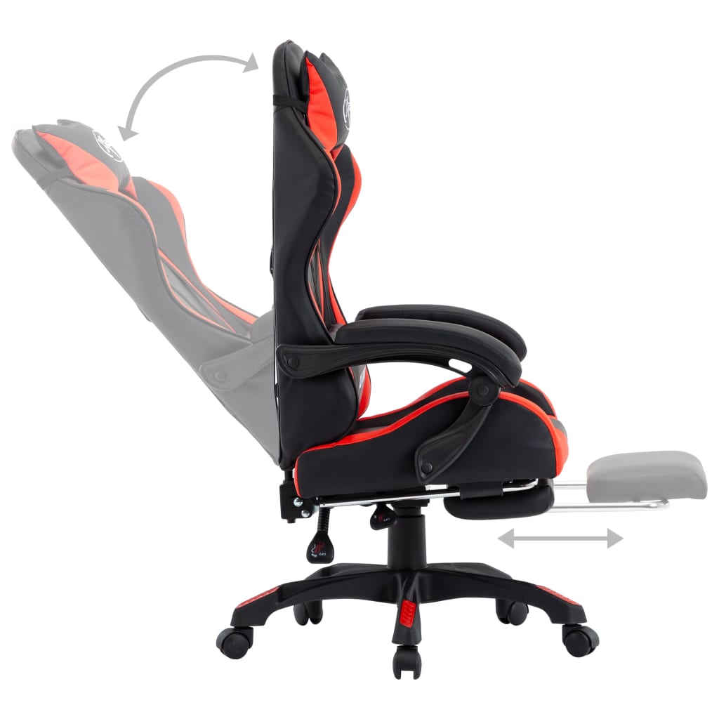 vidaXL Silla gaming con reposapiés cuero sintético rojo y negro - Image 4