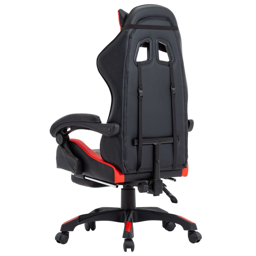 vidaXL Silla gaming con reposapiés cuero sintético rojo y negro - Image 5