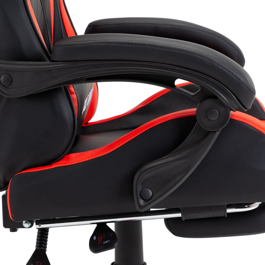 vidaXL Silla gaming con reposapiés cuero sintético rojo y negro - Image 6