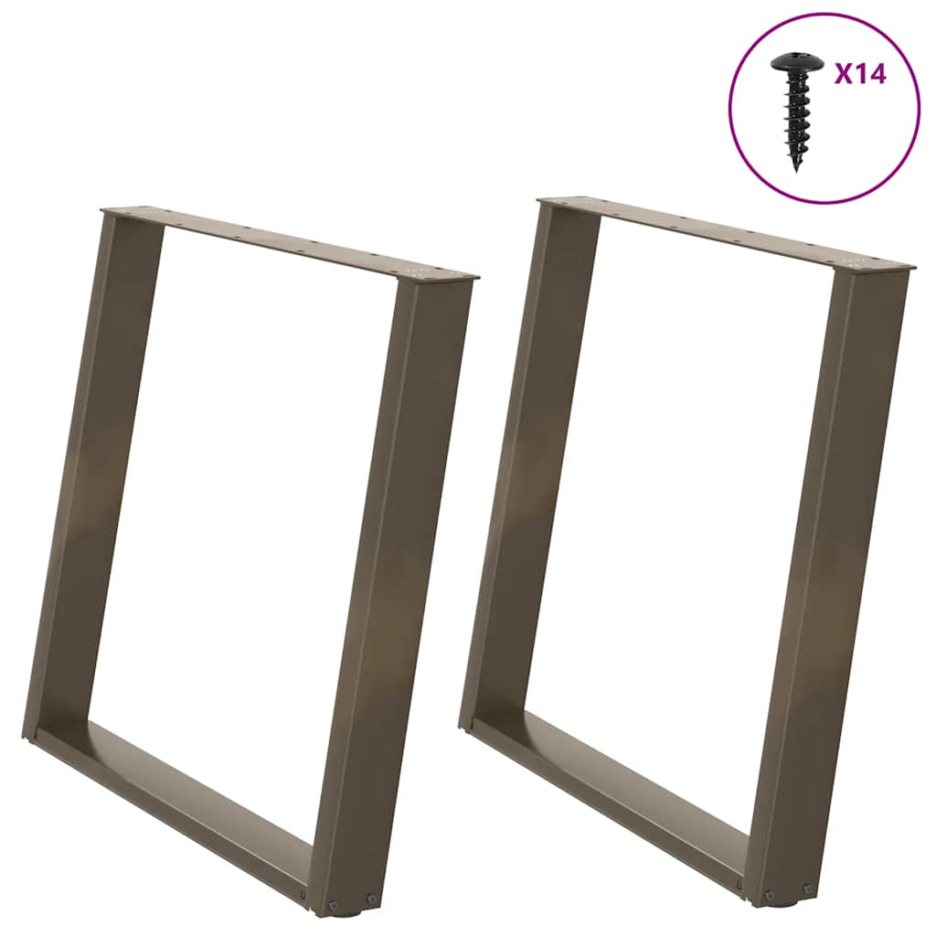 vidaXL Patas para mesa de comedor en forma de U (2 unidades, acero natural, 90 x 72-73 cm)
